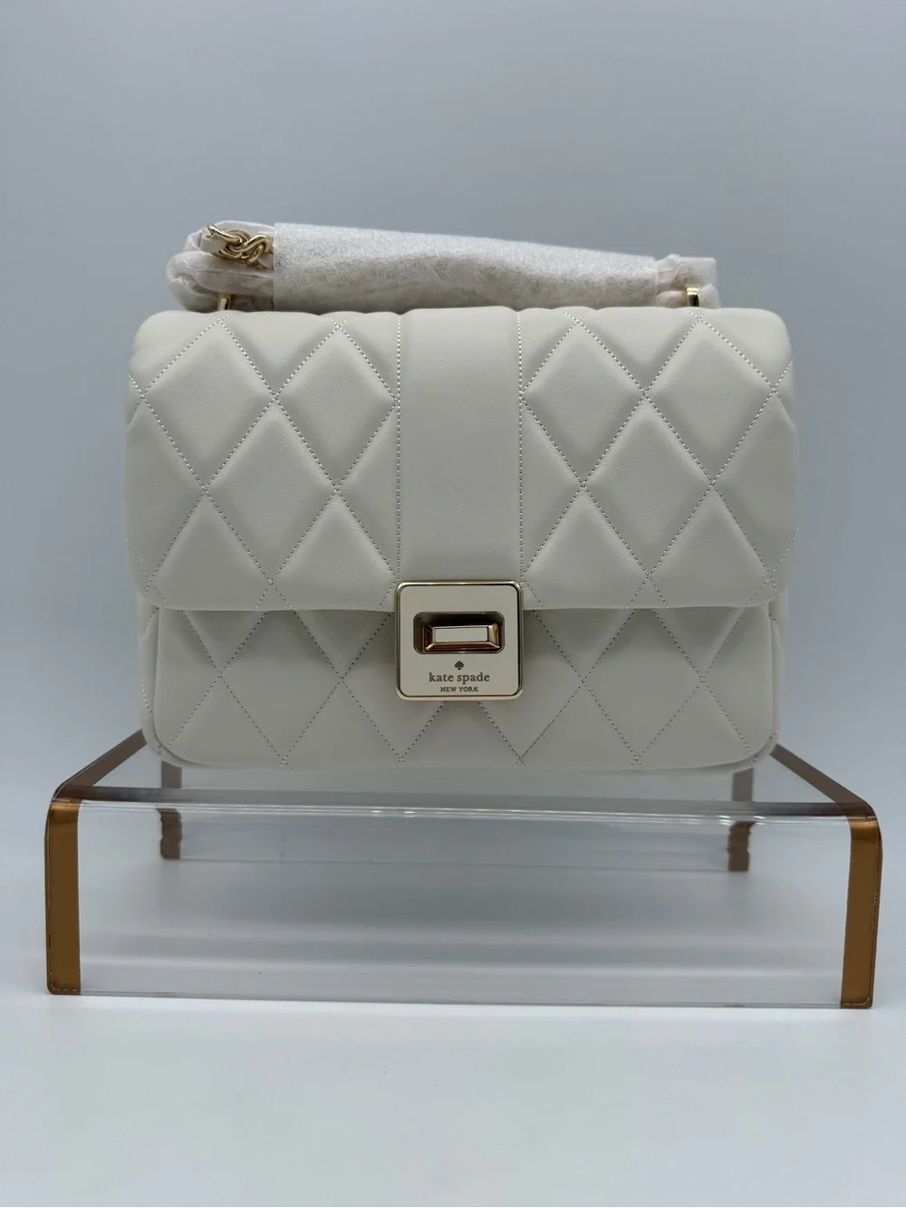 Kate Spade Carey Quilted Small Flap Crossbody Meringue